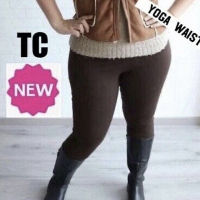 NEW TC Women Solid Brown Leggings YOGA WAIST (Feel Soft as Lularoe)